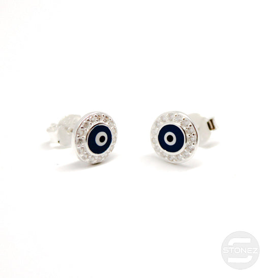 500201201 Pendientes Plata ley 925 Ojo Turco 8 mm Con Circonitas.