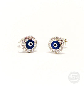 500201201 Pendientes Plata ley 925 Ojo Turco 8 mm Con Circonitas.