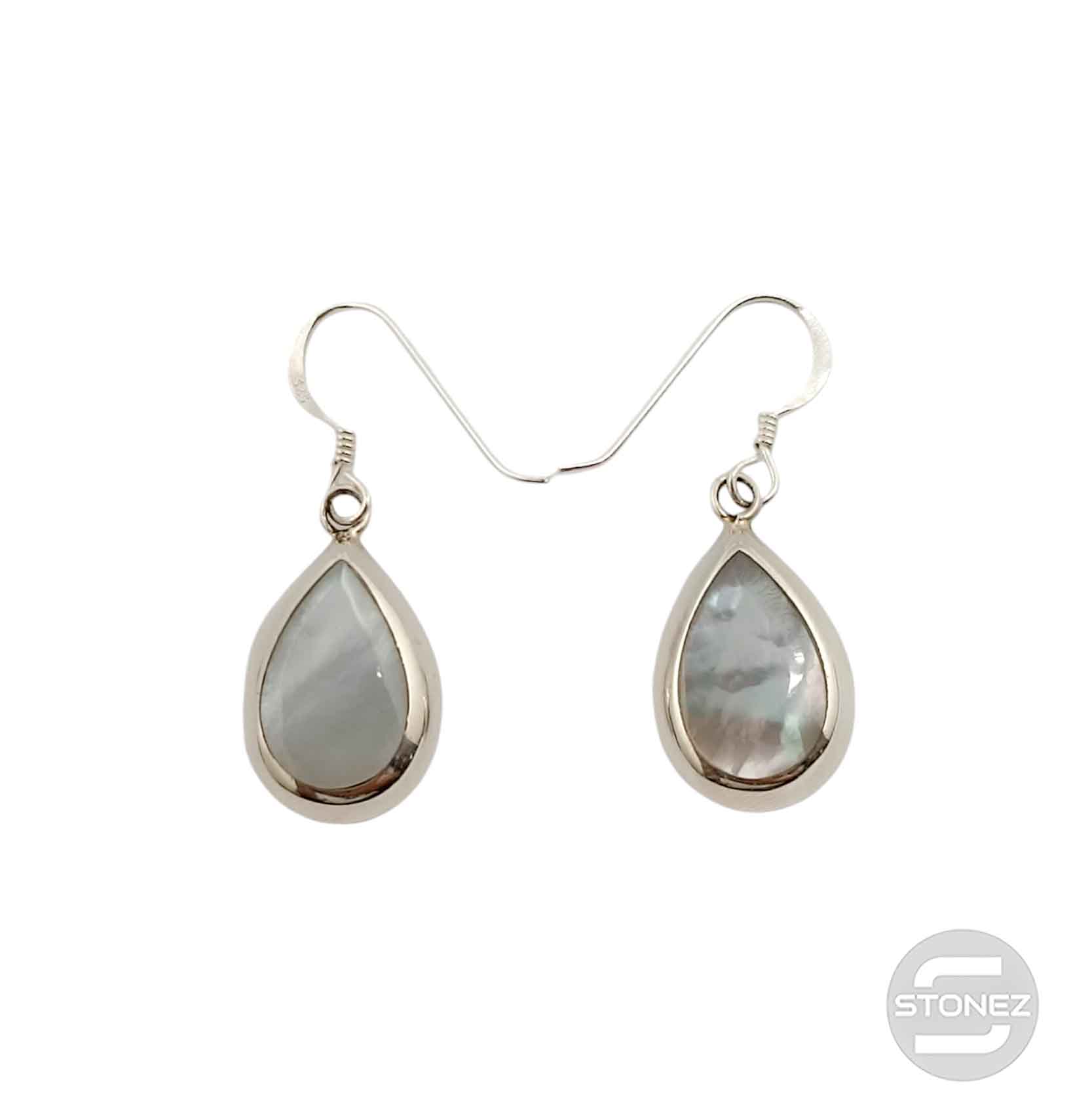 500202102 Pendientes Plata 925 Abalon Doble Cara 12X20 mm Con Gancho Hippie