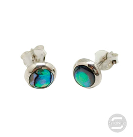 500202105-02 Pendientes Pegados Plata 925 Abalon Color 6 mm Con Cierre Mariposa De Presión