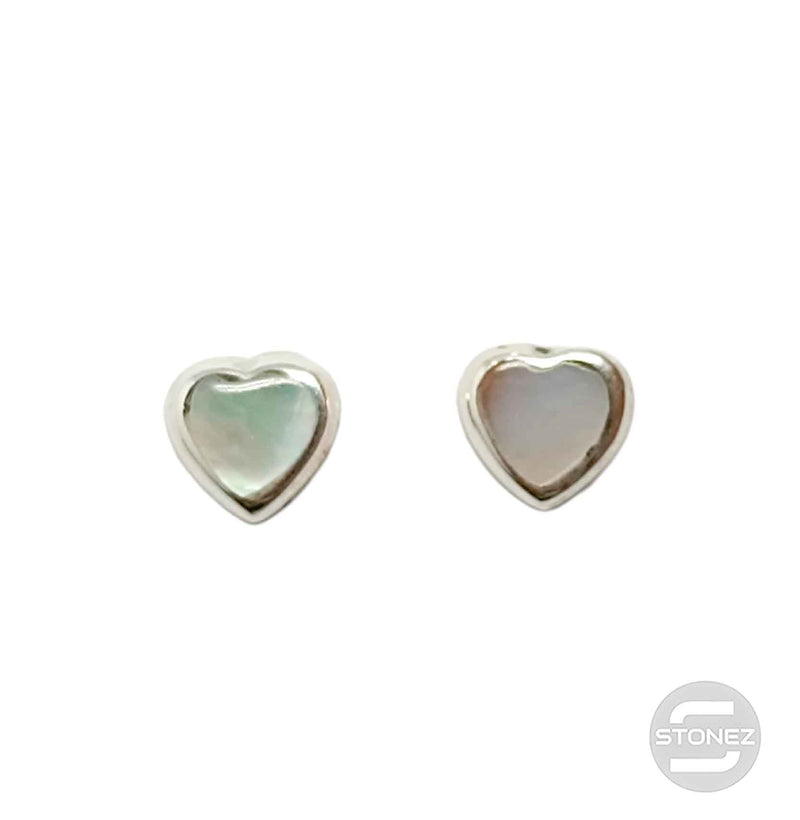 Cargue la imagen en el visor de la galería, 500202105-03 Pendientes Pegados Plata 925 Abalon Blanco Forma De Corazón 6 mm Con Cierre Mariposa De Presión
