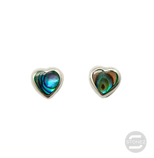 500202105-04 Pendientes Pegados Plata 925 Abalon Color Forma De Corazón 6 mm Con Cierre Mariposa De Presión