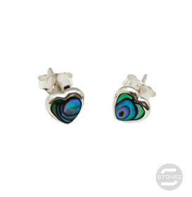 500202105-04 Pendientes Pegados Plata 925 Abalon Color Forma De Corazón 6 mm Con Cierre Mariposa De Presión