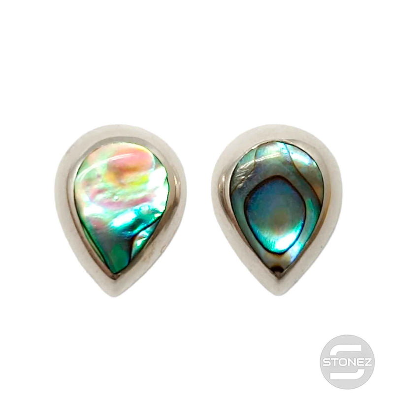 Cargue la imagen en el visor de la galería, 500202107-02 Pendientes Pegados Plata 925 Abalon Color 9x12 mm Con Cierre Mariposa De Presión
