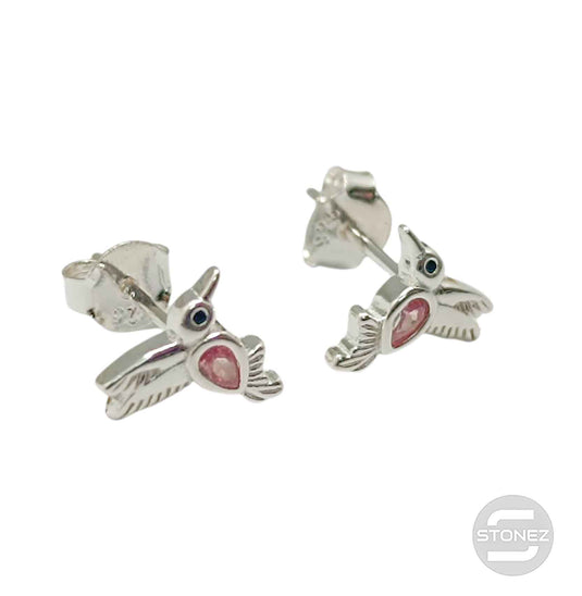 500202694-02 Pendientes Plata ley 925 Pajaro 10 mm Con Circonitas Color