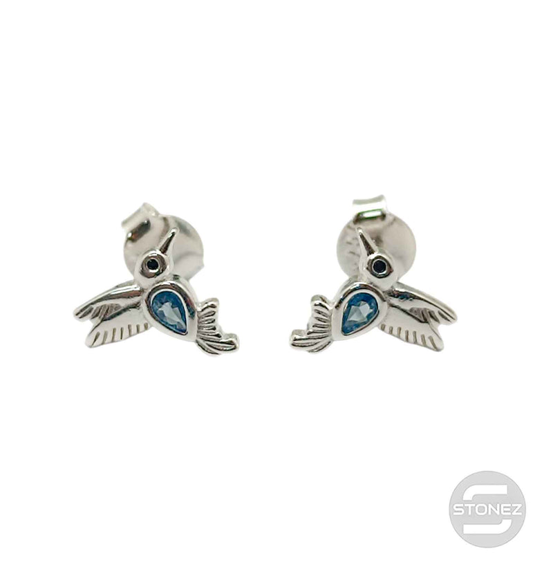 Cargue la imagen en el visor de la galería, 500202694-03 Pendientes Plata ley 925 Pajaro 10 mm Con Circonitas Color
