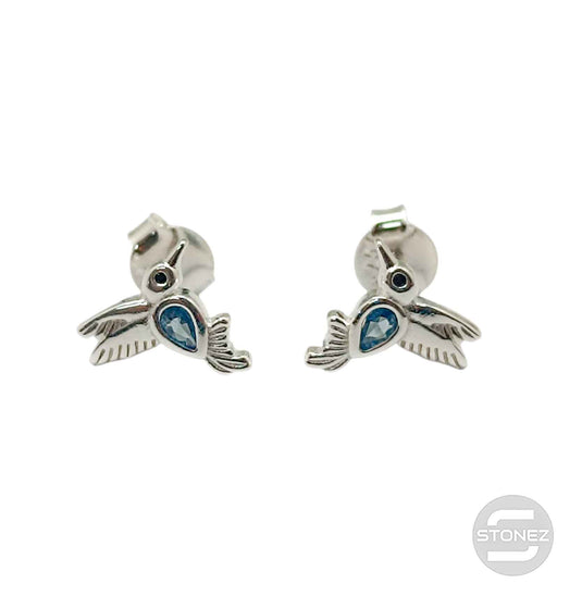 500202694-03 Pendientes Plata ley 925 Pajaro 10 mm Con Circonitas Color