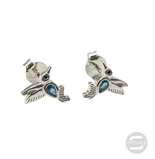 500202694-03 Pendientes Plata ley 925 Pajaro 10 mm Con Circonitas Color