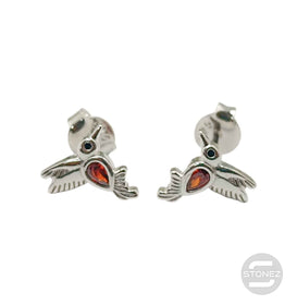 500202694-04 Pendientes Plata ley 925 Pajaro 10 mm Con Circonitas Color