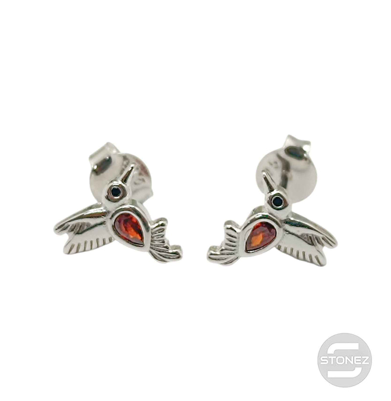 Cargue la imagen en el visor de la galería, 500202694-04 Pendientes Plata ley 925 Pajaro 10 mm Con Circonitas Color
