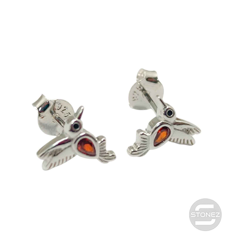 Cargue la imagen en el visor de la galería, 500202694-04 Pendientes Plata ley 925 Pajaro 10 mm Con Circonitas Color
