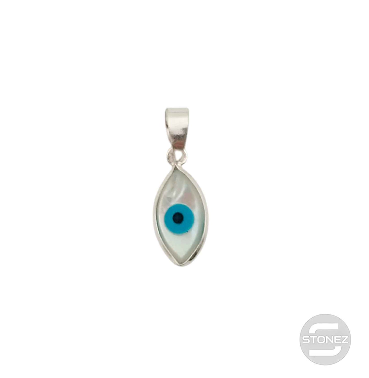 5002002712 Colgante De Plata 925  Nacar Y Ojo Turco 7X12 mm