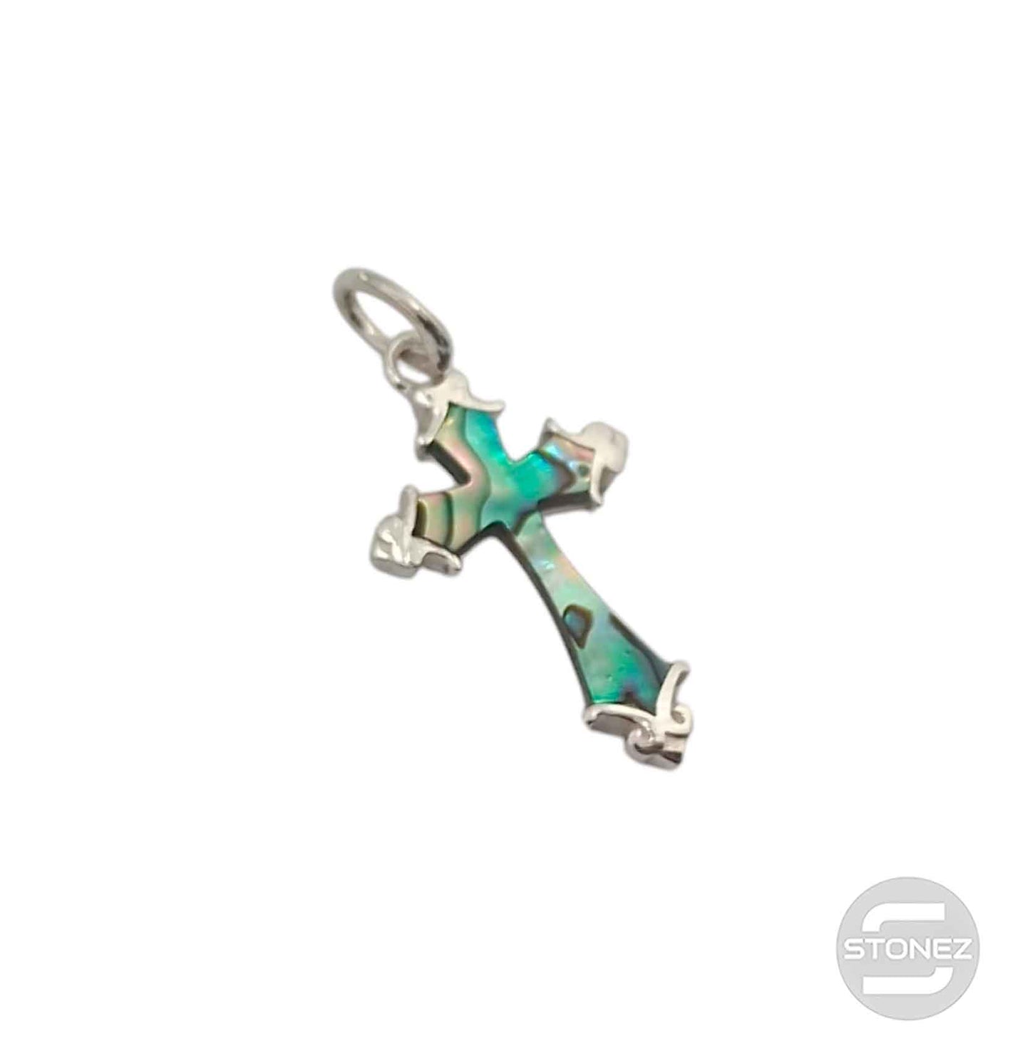 500203179-03 Colgante Plata 925 Cruz Con Abalon 12X20 mm Aprox