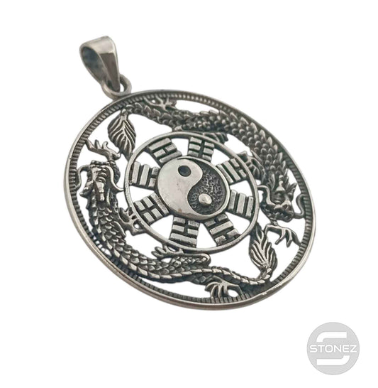 50025 Colgante De Plata 925 Yin Yang Con Dragon 39 mm