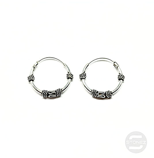 500301210 Pendientes Aros Plata 925 Diseño Bali 1.2x 14mm.