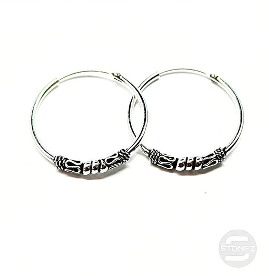 500301211 Pendientes Aros Plata 925 Diseño Bali 1.2x 25 mm.