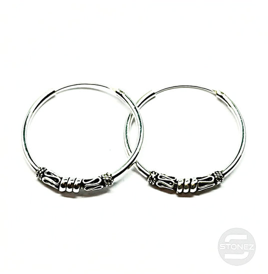 500301212 Pendientes Aros Plata 925 Diseño Bali 1.5x 25 mm.