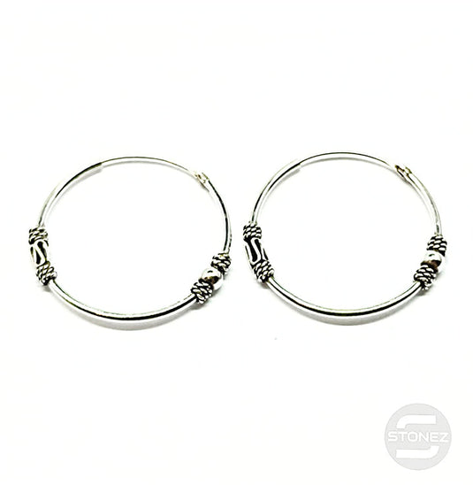 500301213 Pendientes Aros Plata 925 Diseño Bali 1.2x 25 mm