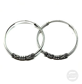 500301216 Pendientes Aros Plata 925 Diseño Bali 1.5x 30 mm