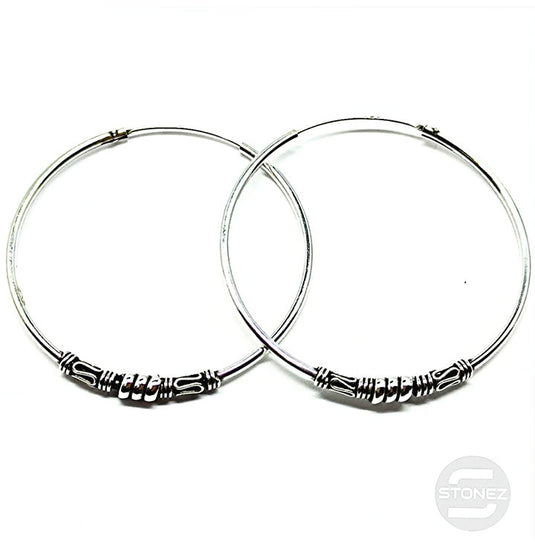 500301217 Pendientes Aros Plata 925 Diseño Bali 1.2x 40 mm.