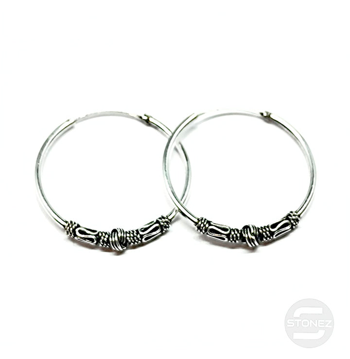 500301221 Pendientes Aros Plata 925 Diseño Bali 1,5 X 30 mm