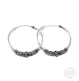 500301221 Pendientes Aros Plata 925 Diseño Bali 1,5 X 30 mm