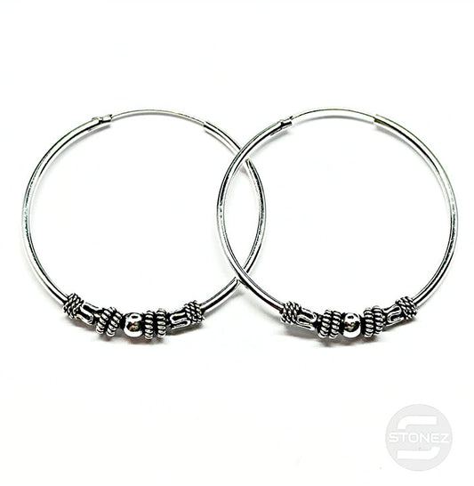 500301223 Pendientes Aros Plata 925 Diseño Bali 1,5 X 40 mm