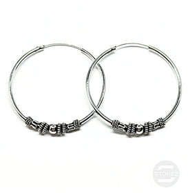 500301223 Pendientes Aros Plata 925 Diseño Bali 1,5 X 40 mm