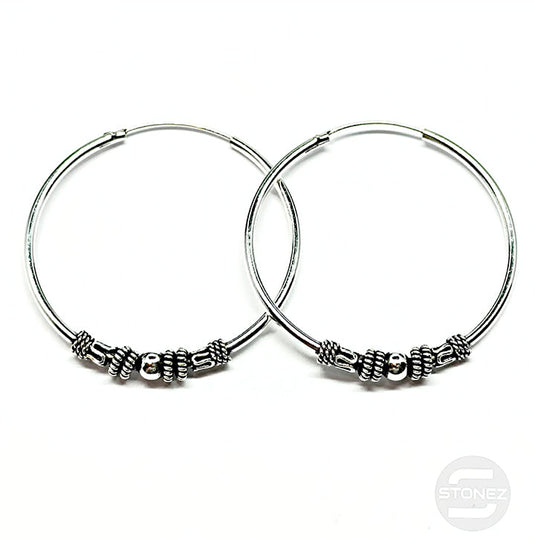 500301223 Pendientes Aros Plata 925 Diseño Bali 1,5 X 40 mm