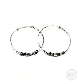 500301224 Pendientes Aros Plata 925 Diseño Bali 1,2 X 35 mm