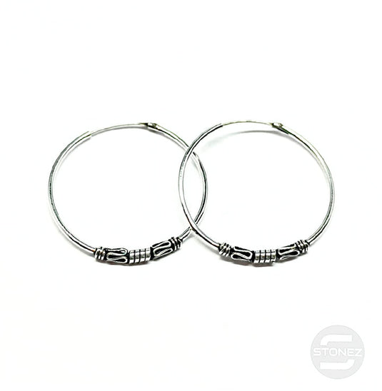 500301224 Pendientes Aros Plata 925 Diseño Bali 1,2 X 35 mm