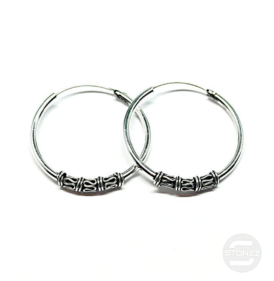 500301225 Pendientes Aros Plata 925 Diseño Bali 2 X 35 mm