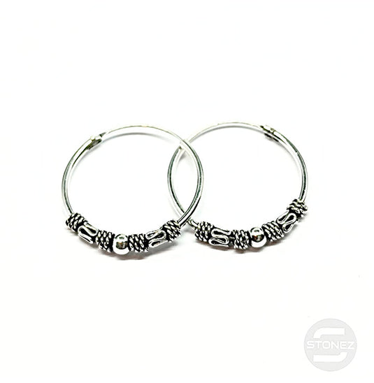 500301237 Pendientes Aros Plata 925 Diseño Bali 1,2 X 20 mm