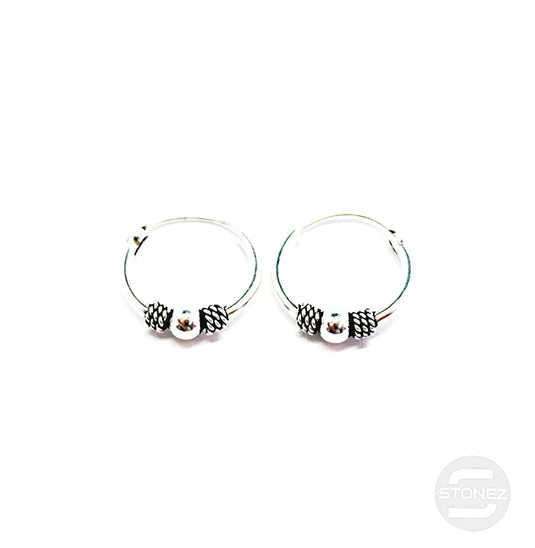 500301254 Pendientes Aros Plata 925 Diseño Bali 1,2 x 12 mm