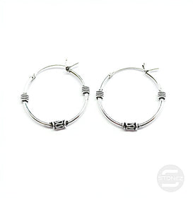 500301256 Pendientes Aros Plata 925 Diseño Bali 1,2 x 20 mm Cierre Clic