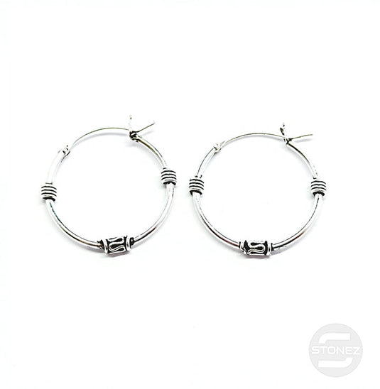 500301256 Pendientes Aros Plata 925 Diseño Bali 1,2 x 20 mm Cierre Clic