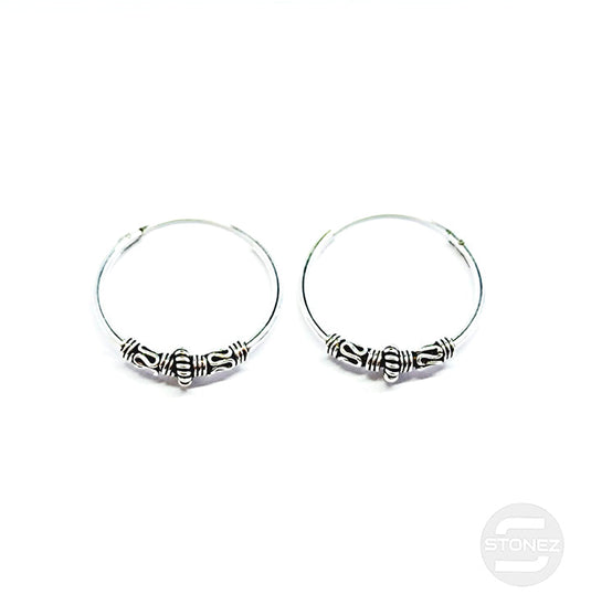 500301260 Pendientes Aros Plata 925 Diseño Bali 1,2 x 20 mm