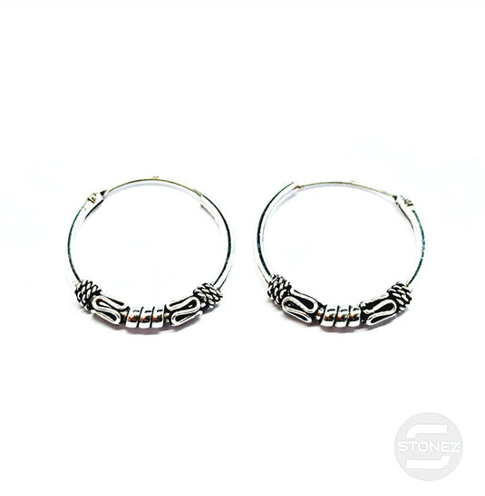 500301261 Pendientes Aros Plata 925 Diseño Bali 1,5 x 20 mm