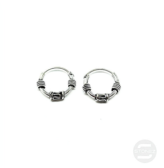 500301267 Pendientes Aros Plata 925 Diseño Bali 1,2 x 10 mm