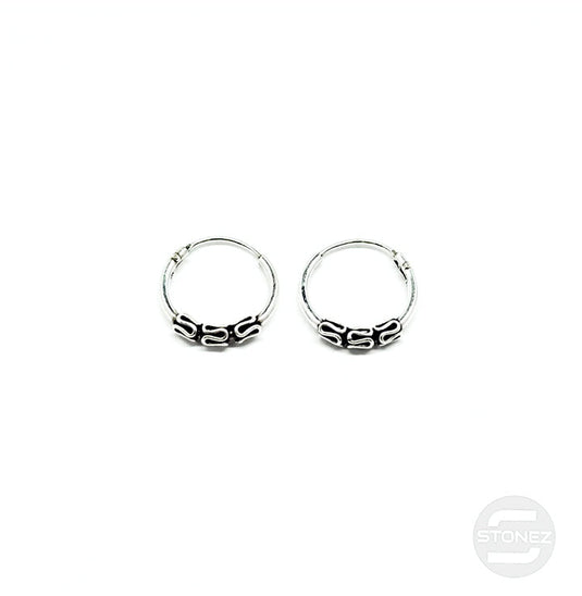 500301268 Pendientes Aros Plata 925 Diseño Bali 1,2 x 10 mm