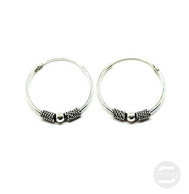 500301270 Pendientes Aros Plata 925 Diseño Bali 1,2 x 20 mm