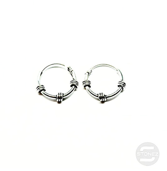 500301282 Pendientes Aros Plata 925 Diseño Bali 1,2 x 12 mm.