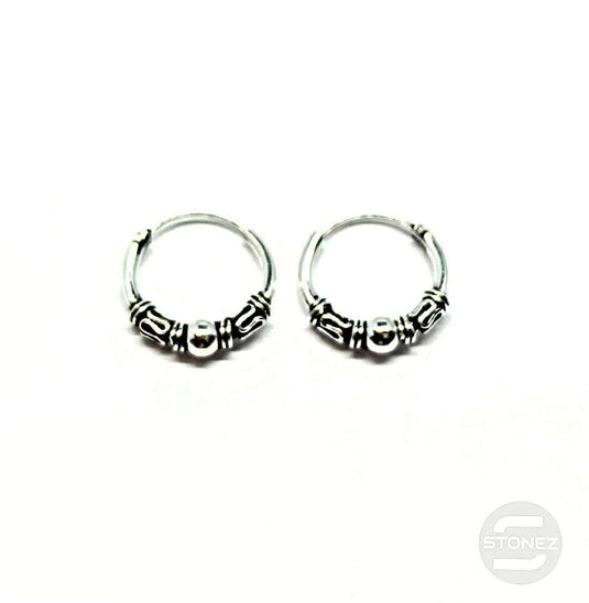 500301284 Pendientes Aros Plata 925 Diseño Bali 1,2 x 12 mm.