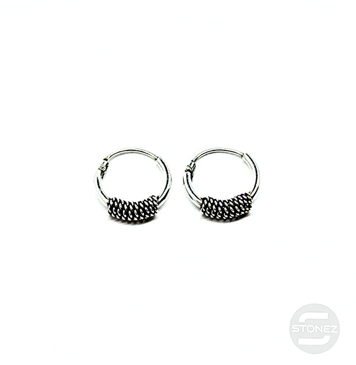 500301286 Pendientes Aros Plata 925 Diseño Bali 1,2 x 10 mm.