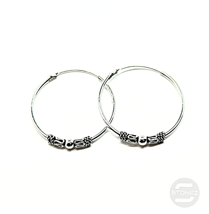 500301298 Pendientes Aros Plata 925 Diseño Bali 1,2 x 25 mm.