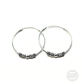 500301298 Pendientes Aros Plata 925 Diseño Bali 1,2 x 25 mm.