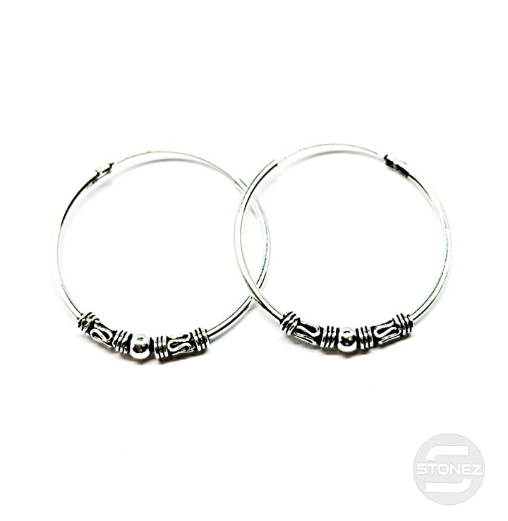 500301299 Pendientes Aros Plata 925 Diseño Bali 1,2 x 25 mm.