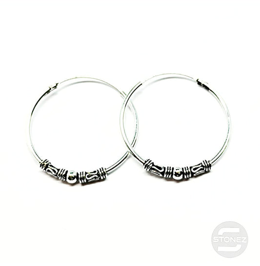 500301299 Pendientes Aros Plata 925 Diseño Bali 1,2 x 25 mm.