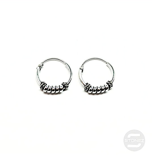 500301302 Pendientes Aros Plata 925 Diseño Bali 1,2 x 12 mm