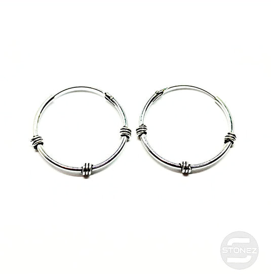 500301305 Pendientes Aros Plata 925 Diseño Bali 1,2 x 20 mm